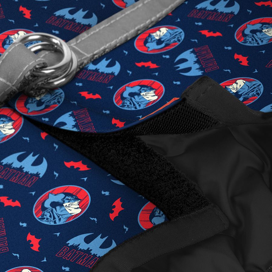 Шлея для собак м'яка WAUDOG Clothes з QR паспортом, малюнок "Бетмен червоно-блакитний", S1, В 40-45 см, С 29-31 см — фото 4