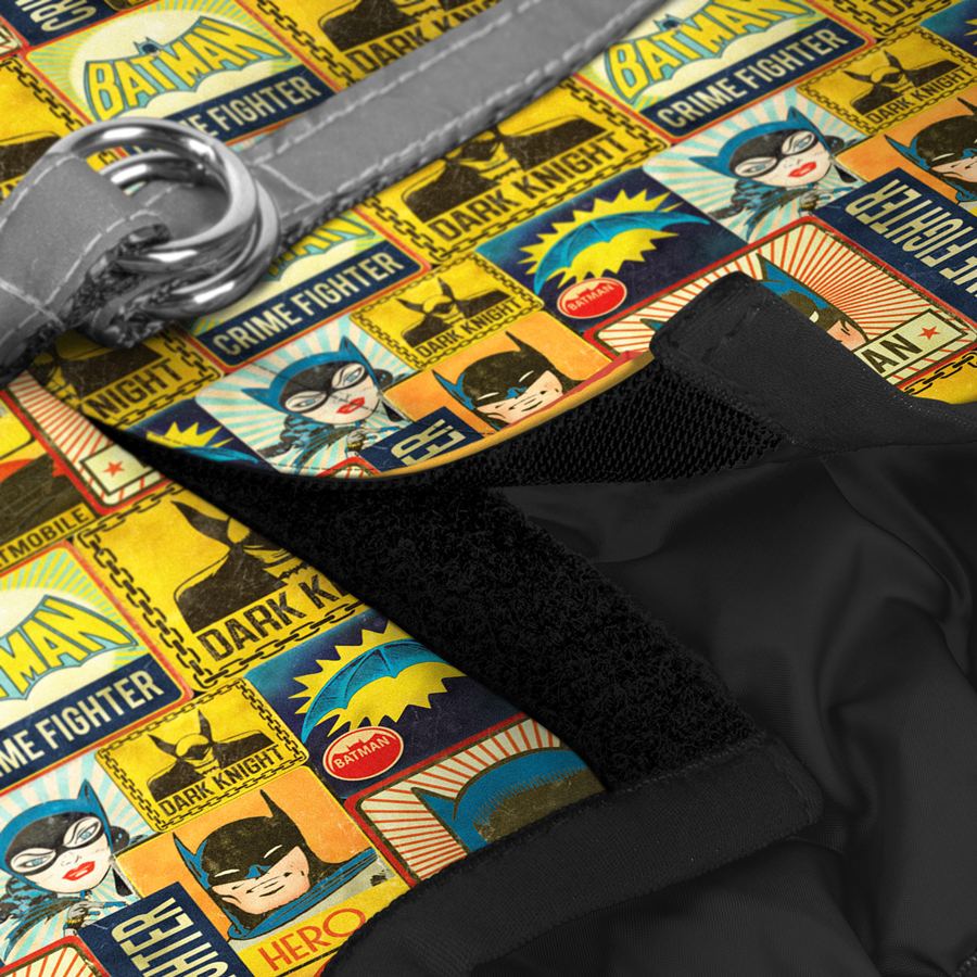 Шлея для собак м'яка WAUDOG Clothes з QR паспортом, малюнок "Бетмен вінтаж", S1, В 40-45 см, С 29-31 см — фото 4