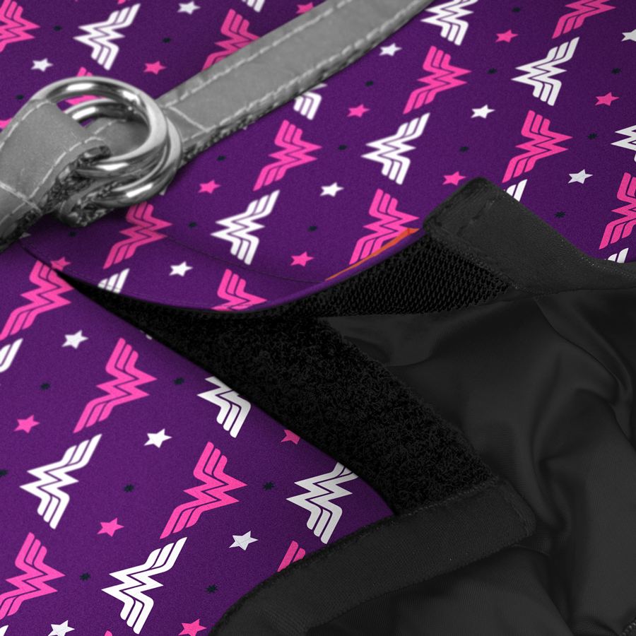Шлея для собак м'яка WAUDOG Clothes з QR паспортом, малюнок "Диво-жінка фіолет", XS3, В 32-35 см, С 22-24 см — фото 4