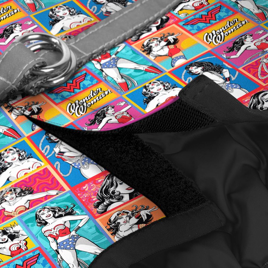 Шлея для собак м'яка WAUDOG Clothes з QR паспортом, малюнок "Чудо-жінка комікс", XS2, В 28-31 см, С 20-22 см — фото 4
