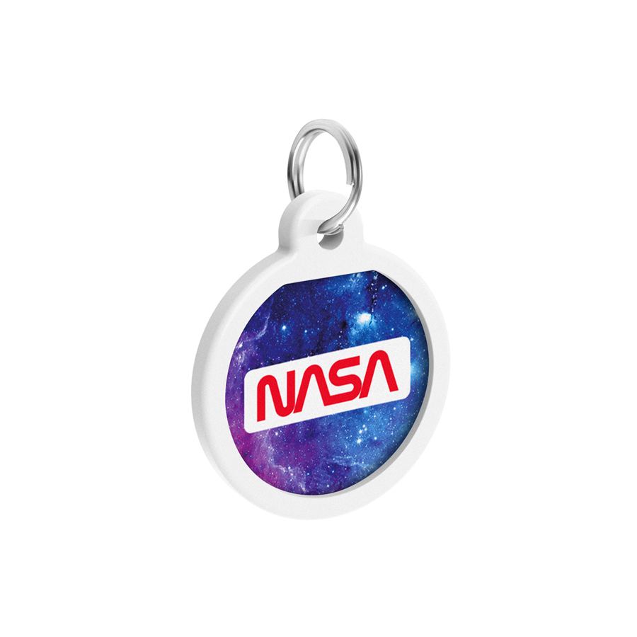 Адресник для собак і котів металевий WAUDOG Smart ID з QR паспортом, малюнок "NASA21", коло, Д 25 мм — фото 4
