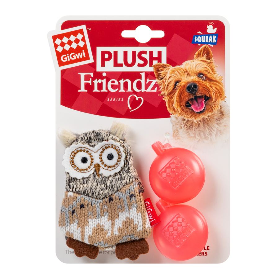 Іграшка для собак Сова з пищалкою GiGwi Plush Friendz, текстиль, 10 см — фото 2