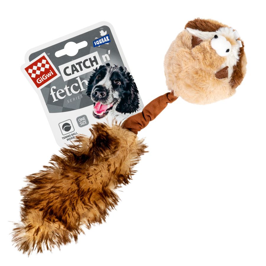Іграшка для собак Борсук з 2-ма пищалками GiGwi Catch&fetch, штучне хутро, 26 см — фото 2