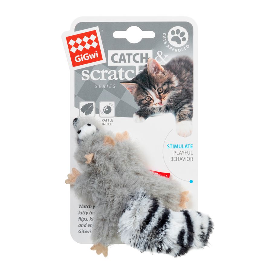Іграшка для котів Єнот GiGwi Catch&scratch, штучне хутро, 8 см — фото 2