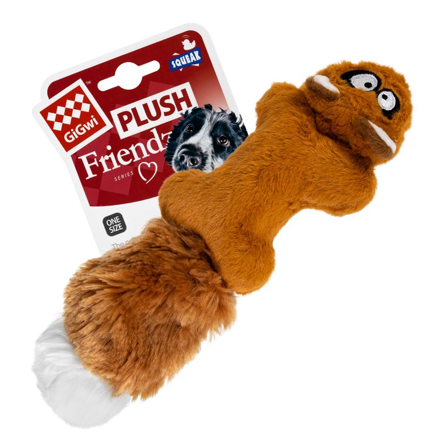 Іграшка для собак Білка з 2-ма пищалками GiGwi Plush Friendz, плюш, штучне хутро, гума, 24 см — фото 2