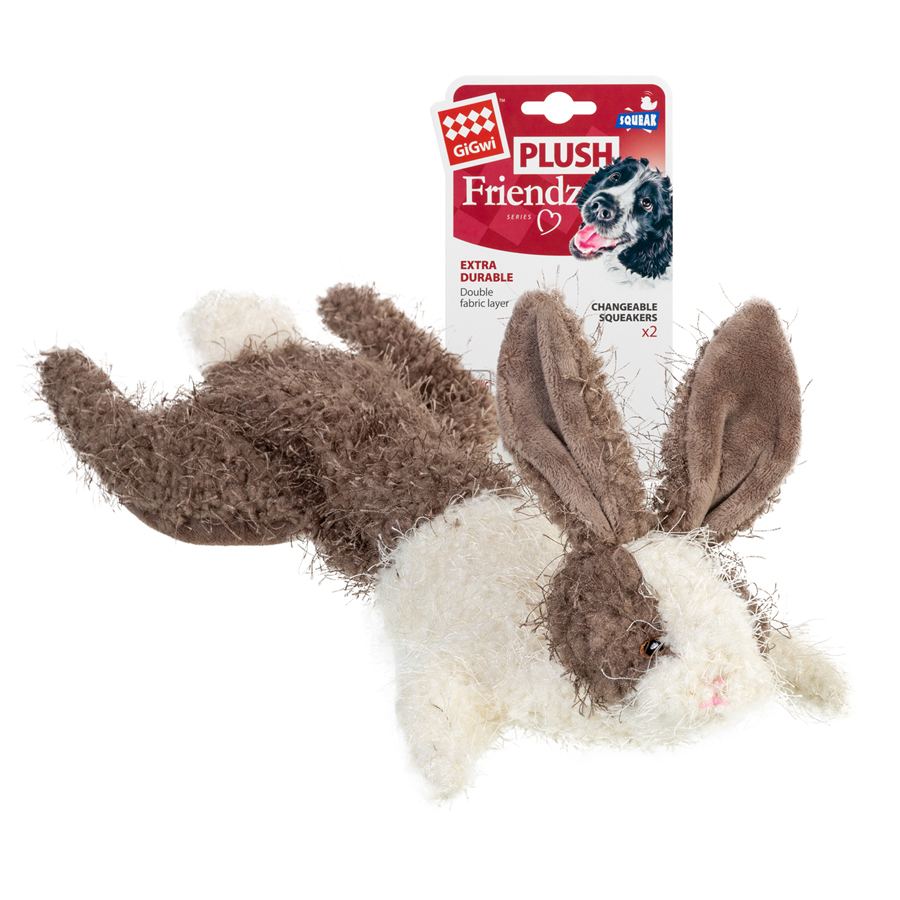 Іграшка для собак Заєць, шкурка з пищалкою GiGwi Plush Friendz, текстиль, 47 см — фото 2