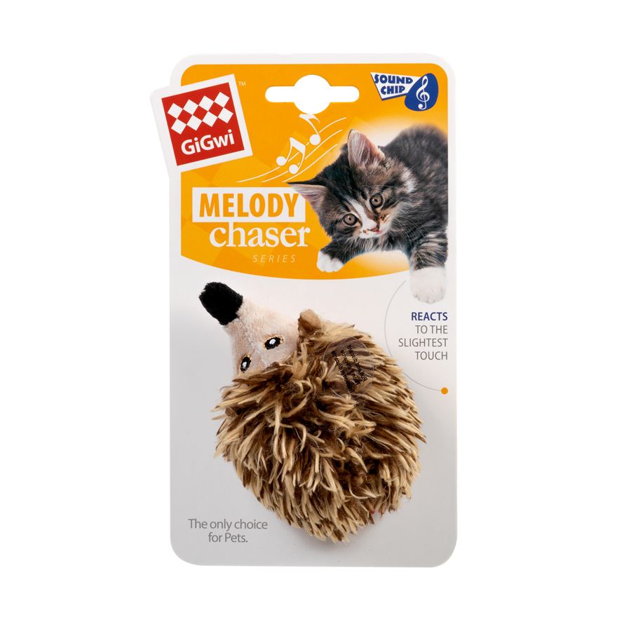 Іграшка для котів Їжачок з електронним чипом GiGwi Melody chaser, штучне хутро, 10 см — фото 2