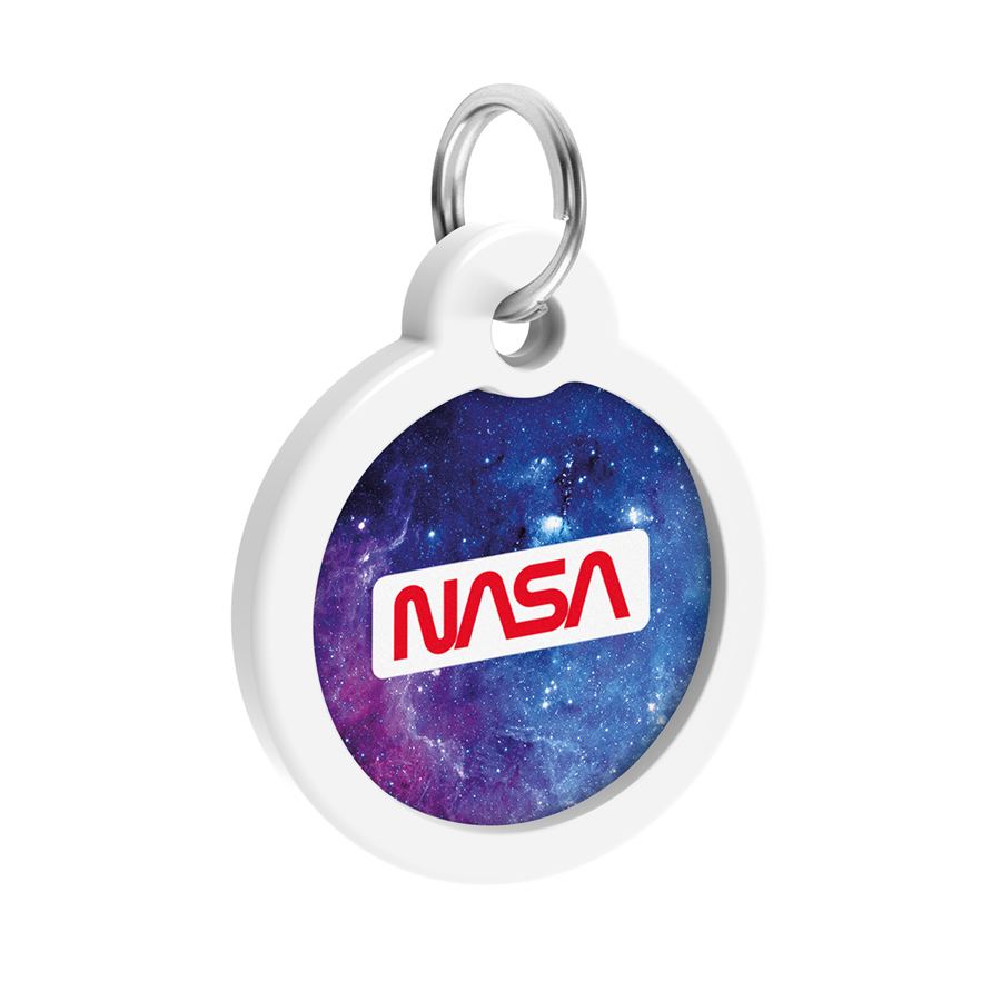 Адресник для собак і котів металевий WAUDOG Smart ID з QR паспортом, малюнок "NASA21", коло, Д 30 мм — фото 4