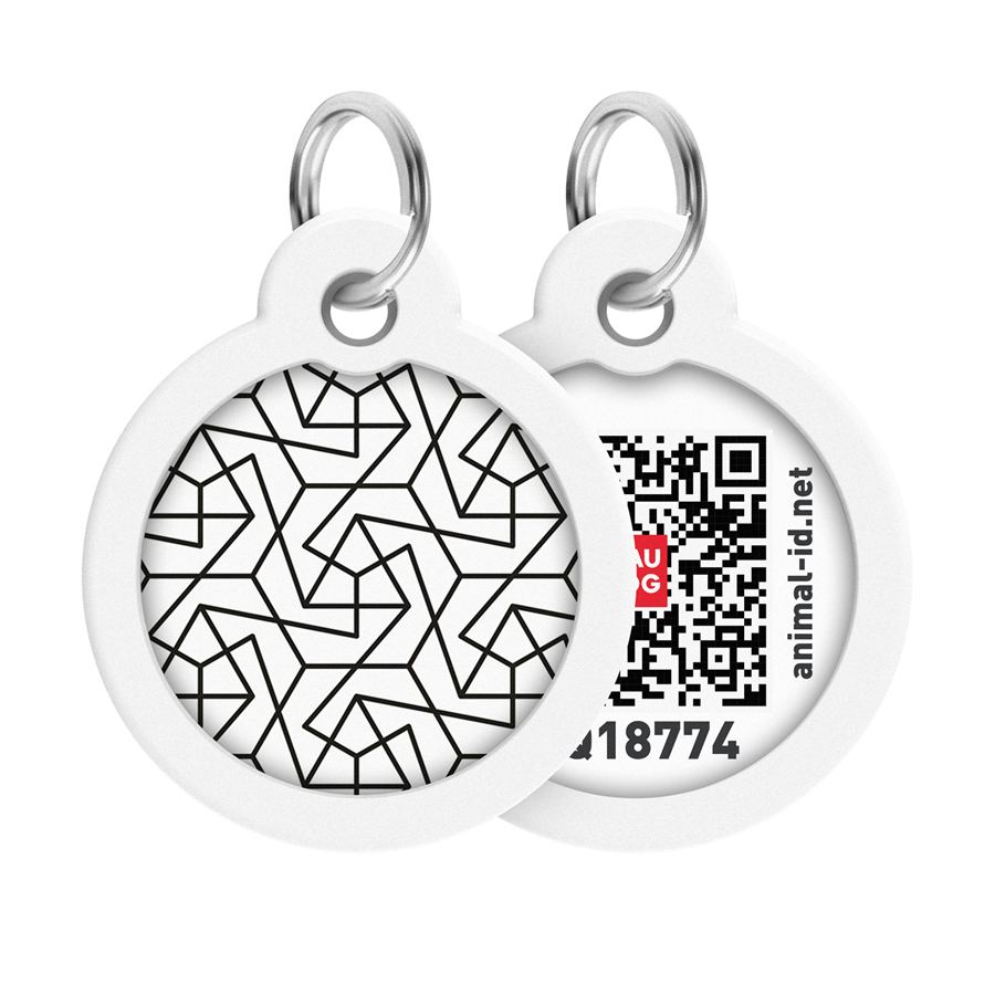 Адресник для собак і котів металевий WAUDOG Smart ID з QR паспортом, малюнок "Геометрія", коло, Д 30 мм
