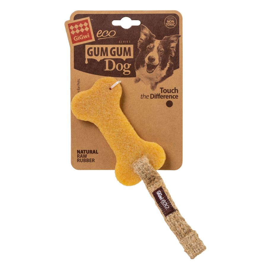 Іграшка для собак Велика кістка GiGwi Gum Gum, екогума, джут, 24 см — фото 2