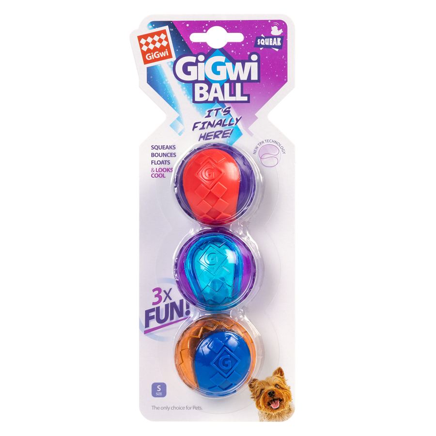 Іграшка для собак Три м'ячі з пищалкою GiGwi BALL, гума, 5 см — фото 2