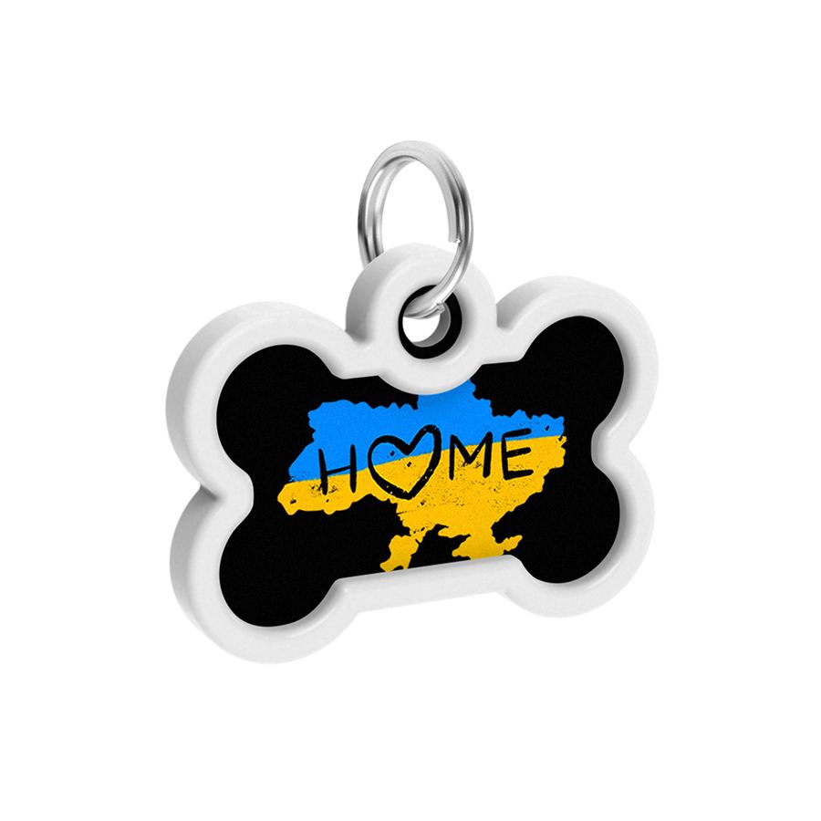 Адресник для собак і котів металевий WAUDOG Smart ID з QR паспортом, малюнок "Дім", кістка, Д 40 мм, Ш 28 мм — фото 4