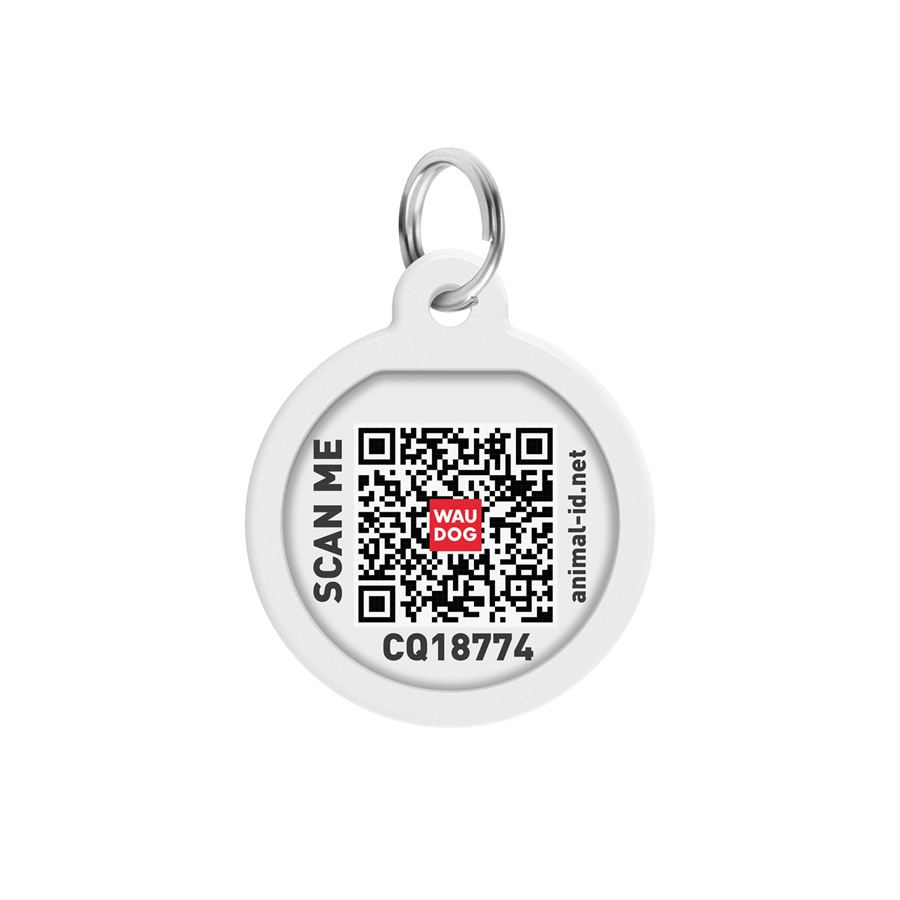 Адресник для собак і котів металевий WAUDOG Smart ID з QR паспортом, малюнок "Сміливість", коло, Д 25 мм — фото 4