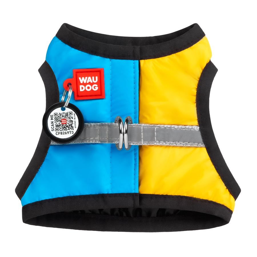 Шлея для собак м'яка WAUDOG Clothes з QR паспортом, "Colors of freedom", S2, В 46-50 см, С 43-45 см — фото 5