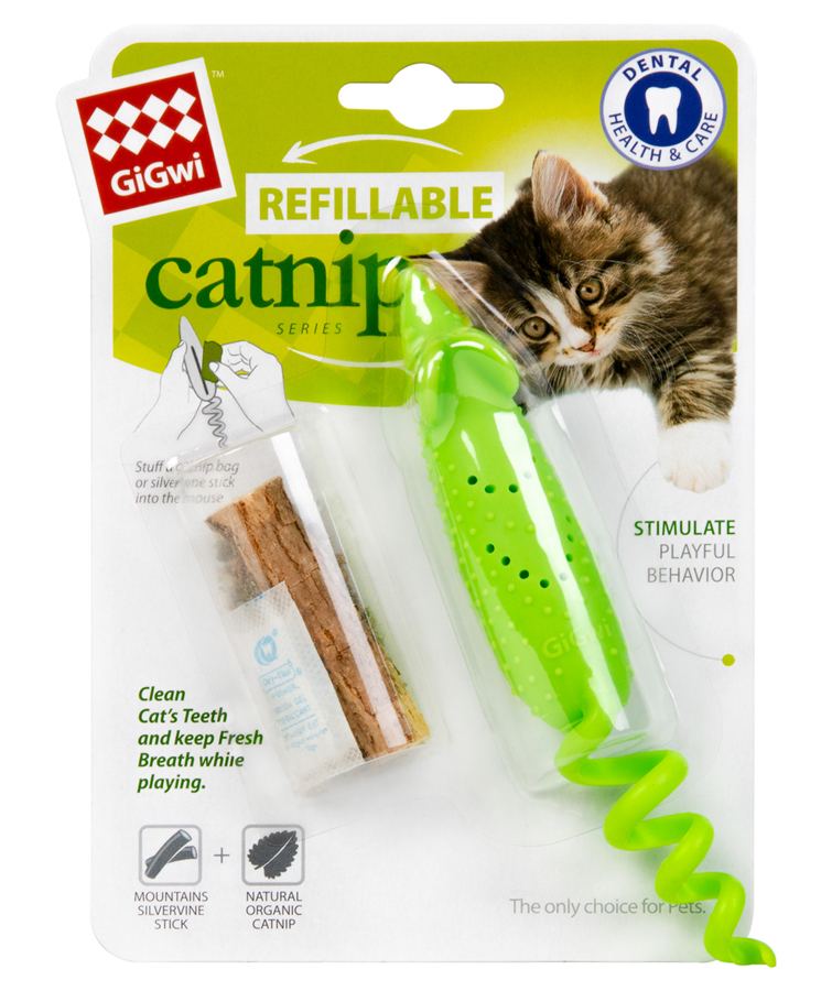 Іграшка для котів Мишка гумова GiGwi Refillable Catnip, гума, 16,5 см — фото 2