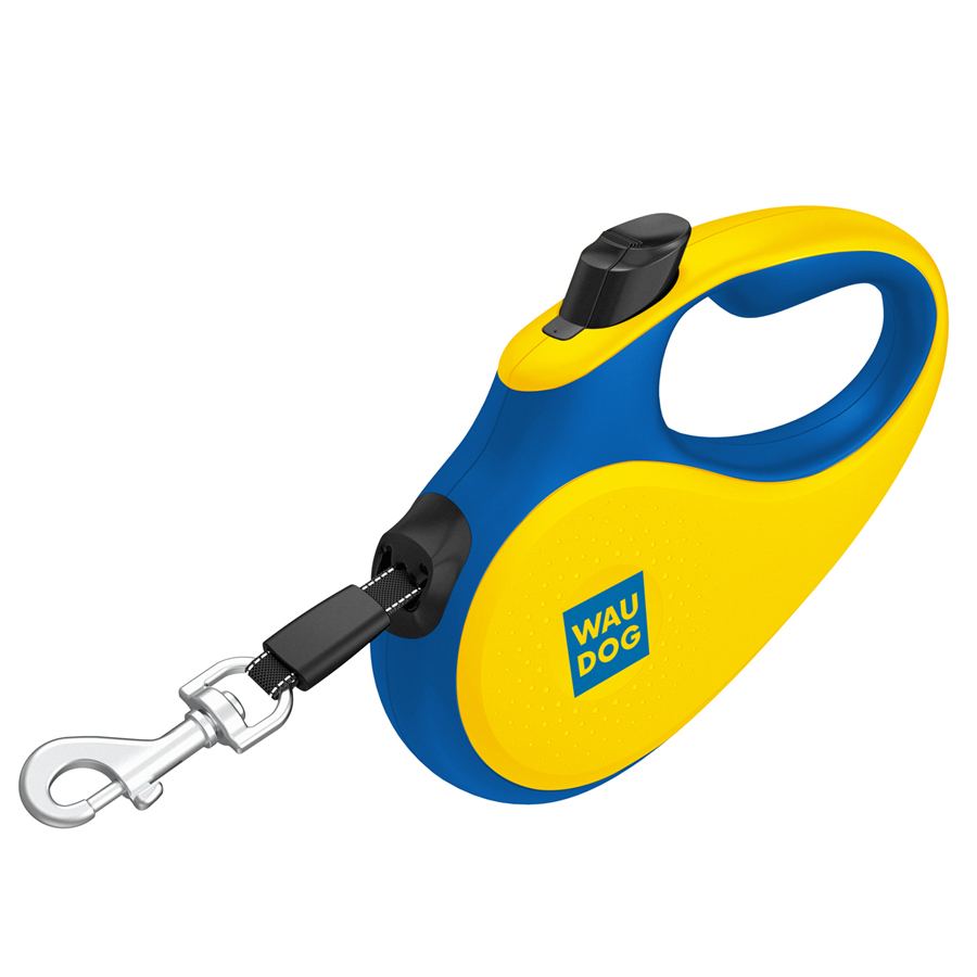 Повідець-рулетка для собак WAUDOG R-leash, малюнок "Colors of freedom", M, до 25 кг, 5 м, світловідбивна стрічка — фото 2