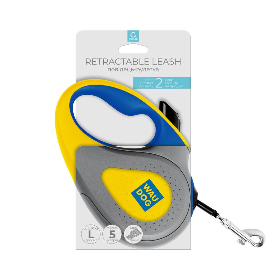 Повідець-рулетка для собак WAUDOG R-leash, малюнок "Colors of freedom", L, до 50 кг, 5 м, світловідбивна стрічка — фото 4
