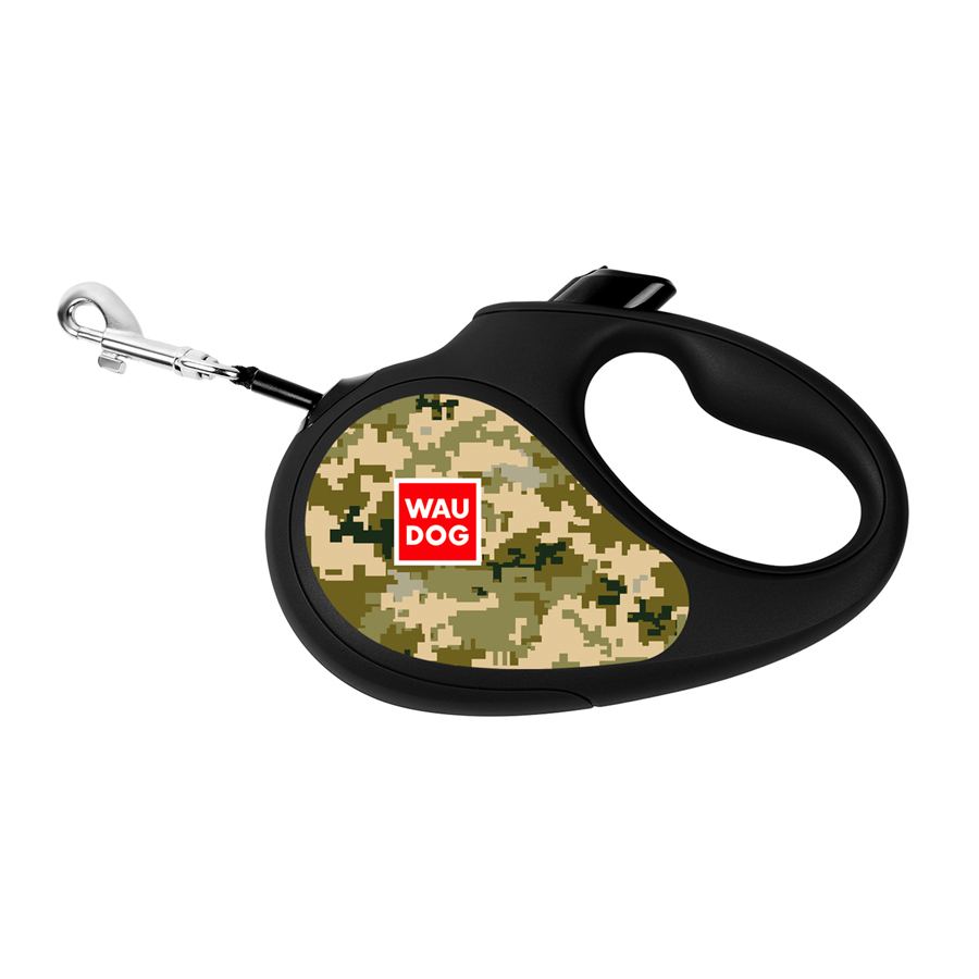 Повідець-рулетка для собак WAUDOG R-leash, малюнок "Мілітарі", M, до 25 кг, 5 м, світловідбиваюча стрічка — фото 5