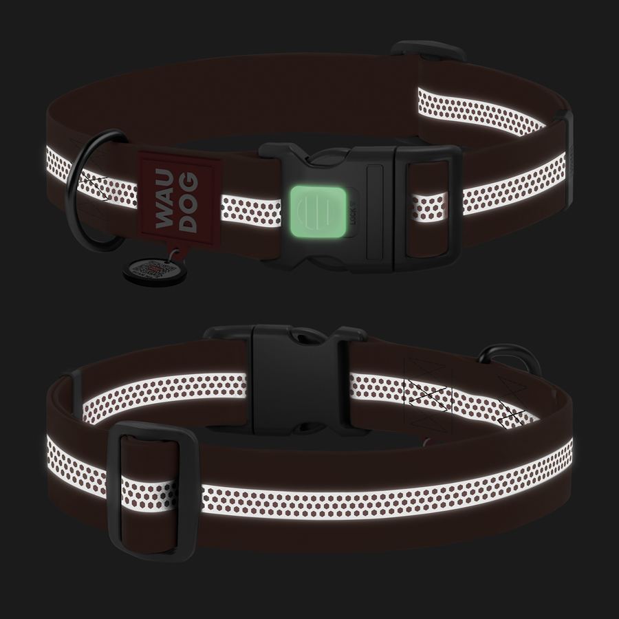 Нашийник для собак водостійкий WAUDOG Waterproof з QR паспортом, світловідбивний, пластиковий фастекс, XXL, Ш 40 мм, Дов 46-70 см, помаранчевий — фото 4
