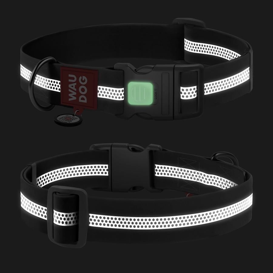 Нашийник для собак водостійкий WAUDOG Waterproof з QR паспортом, світловідбивний, пластиковий фастекс, XXL, Ш 40 мм, Дов 46-70 см, сірий — фото 4