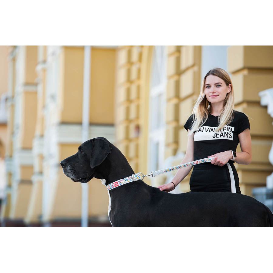 Повідець WAUDOG Design з малюнком "Пончики" (ширина 25 мм, довжина 122 см) білий — фото 4