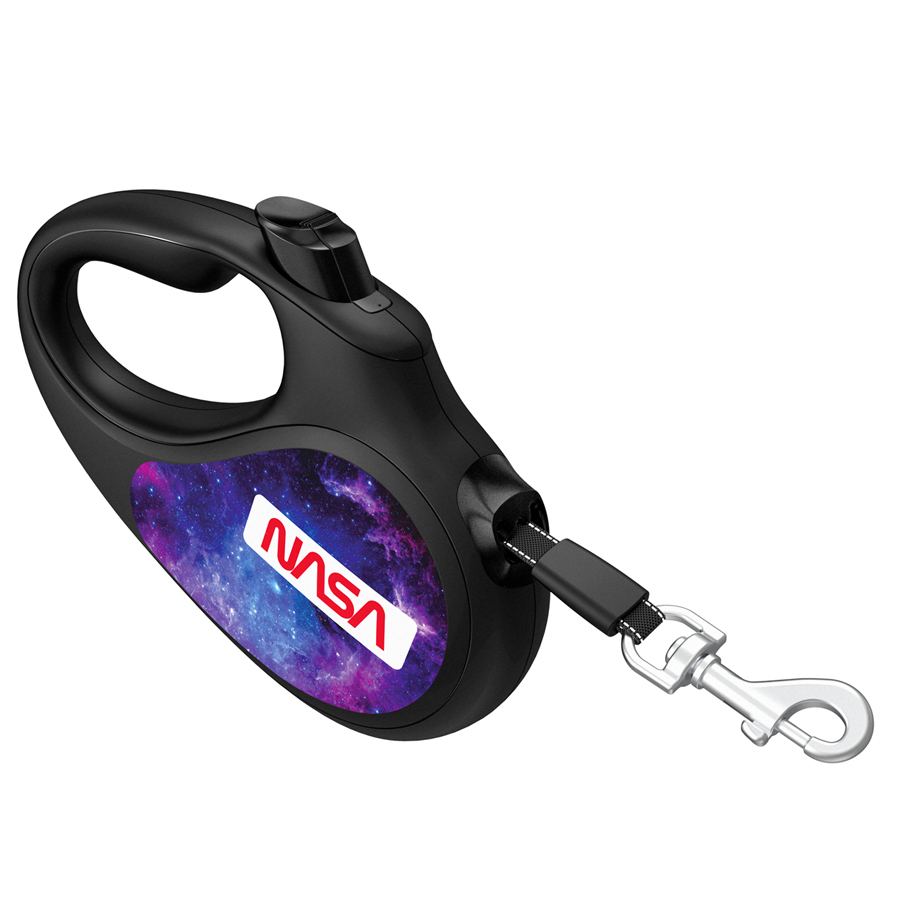 Повідець-рулетка для собак WAUDOG R-leash, малюнок "NASA21", L, до 50 кг, 5 м, світловідбиваюча стрічка чорний — фото 5