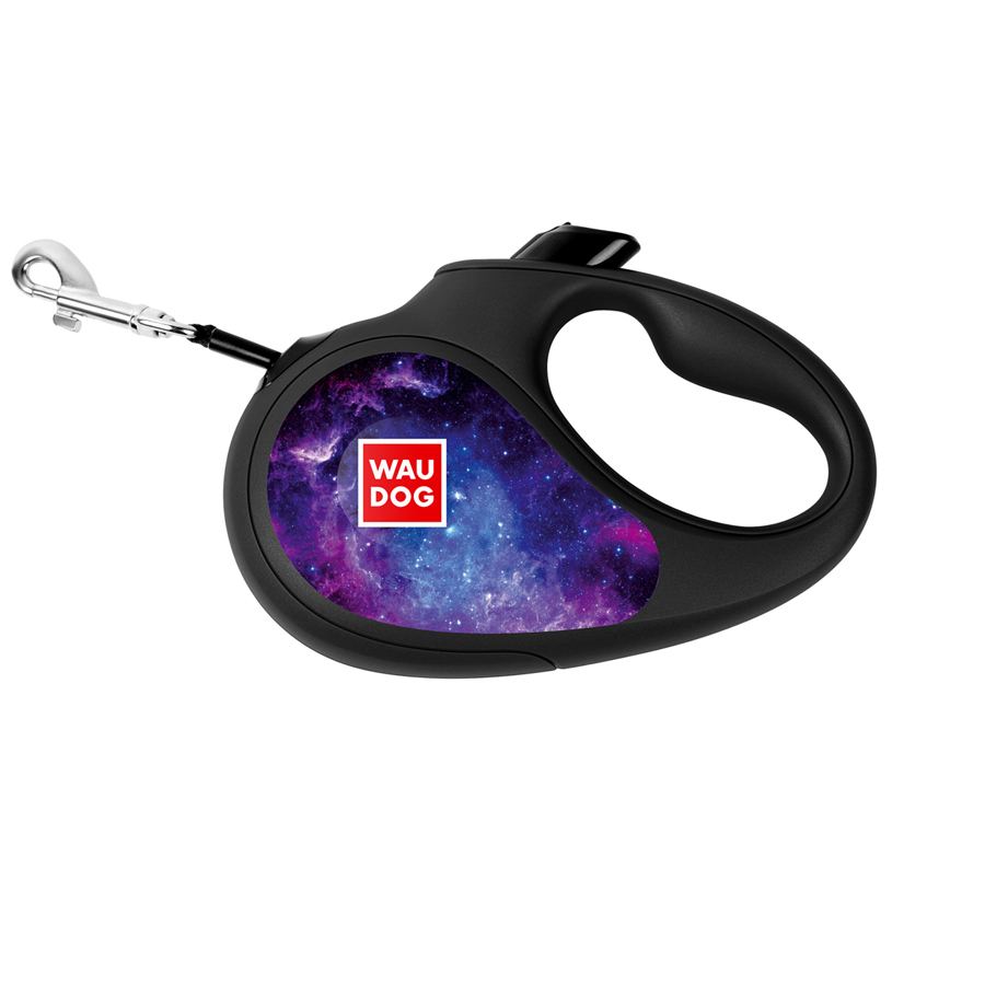 Повідець-рулетка для собак WAUDOG R-leash, малюнок "NASA21", XS, до 12 кг, 3 м, світловідбиваюча стрічка чорний — фото 3