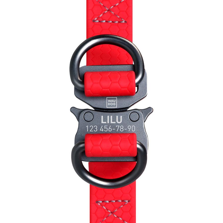 Шлея для собак водостійка WAUDOG Waterproof, з QR-паспортом, металева пряжка-фастекс, XS, Ш 15 мм, Д 30-39 см червоний — фото 4