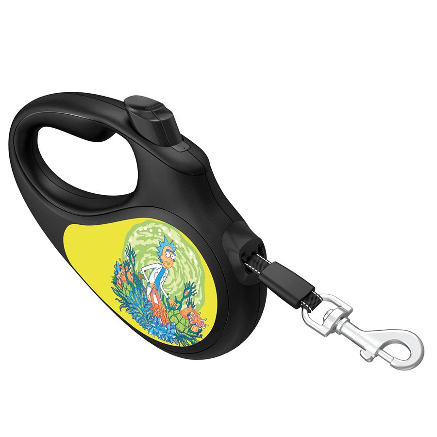 Повідець-рулетка для собак WAUDOG R-leash, малюнок "Рік та Морті 2", L, до 50 кг, 5 м, світловідбиваюча стрічка чорний — фото 2