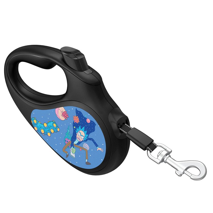 Повідець-рулетка для собак WAUDOG R-leash, малюнок "Рік та Морті 3", L, до 50 кг, 5 м, світловідбиваюча стрічка чорний — фото 2