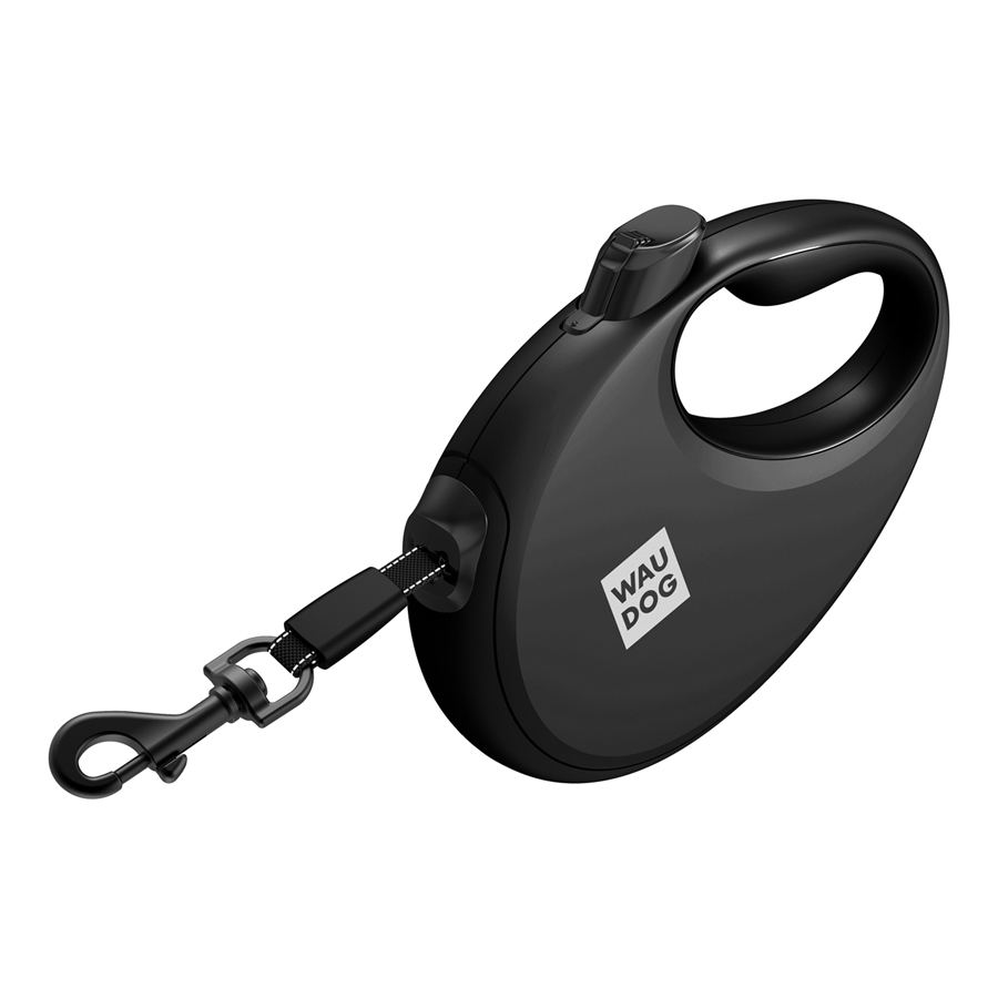 Повідець-рулетка для собак WAUDOG R-leash з контейнером для пакетів, світловідбивна стрічка, S, до 12 кг, 3 м, чорний — фото 5