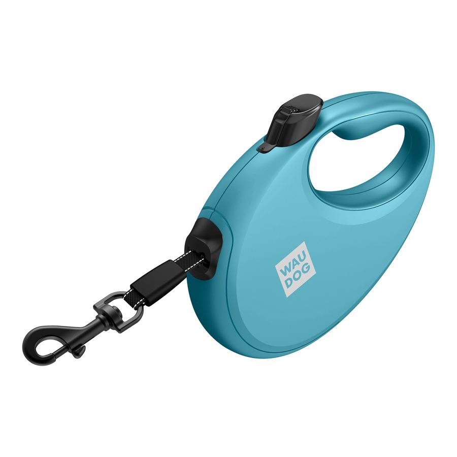 Повідець-рулетка для собак WAUDOG R-leash з контейнером для пакетів, світловідбивна стрічка, S, до 12 кг, 3 м, блакитний — фото 5
