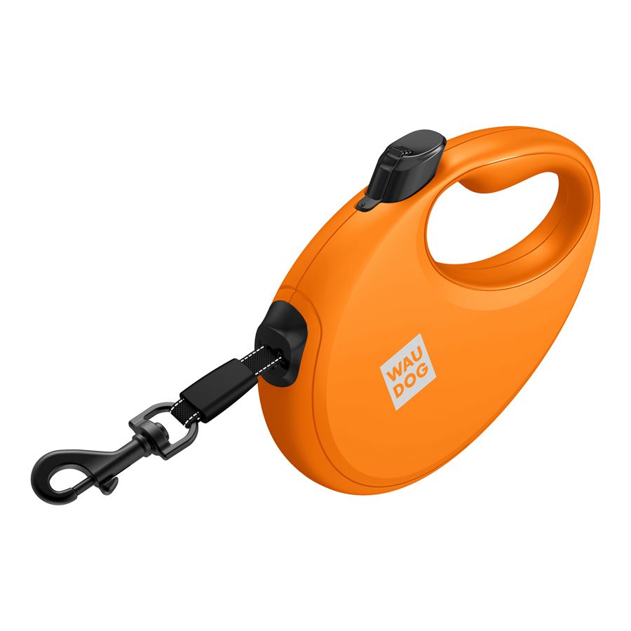 Повідець-рулетка для собак WAUDOG R-leash з контейнером для пакетів, світловідбивна стрічка, S, до 12 кг, 3 м, помаранчевий — фото 5