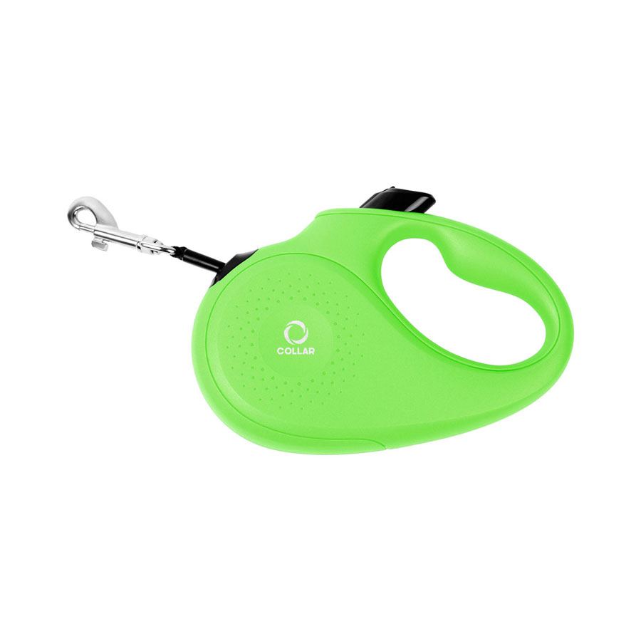 Повідець-рулетка CoLLaR для собак, розмір L, 50 кг, 5 м, світловідбивна стрічка, салатовий — фото 2
