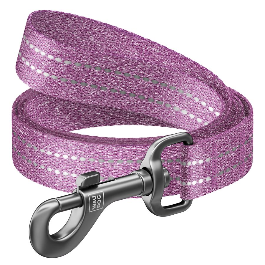 Повідець для собак із відновленої бавовни WAUDOG Re-cotton, світловідбиваючий, Ш 20 мм, Дов 300 см фіолетовий — фото 3