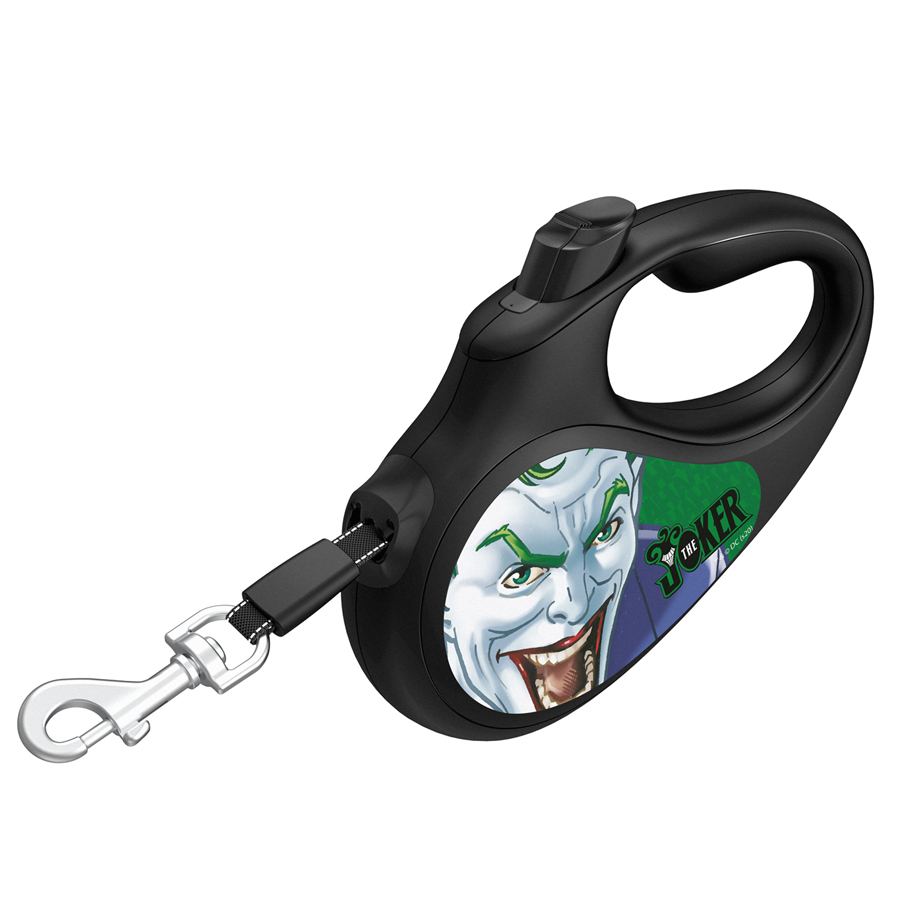 Повідець-рулетка для собак WAUDOG R-leash, малюнок "Джокер Зелений", L, до 50 кг, 5 м, світловідбиваюча стрічка чорний — фото 3
