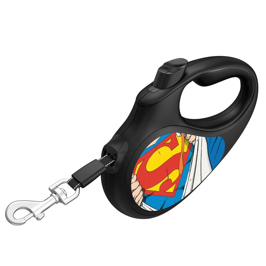 Повідець-рулетка для собак WAUDOG R-leash, малюнок "Супермен Герой", L, до 50 кг, 5 м, світловідбиваюча стрічка чорний — фото 3