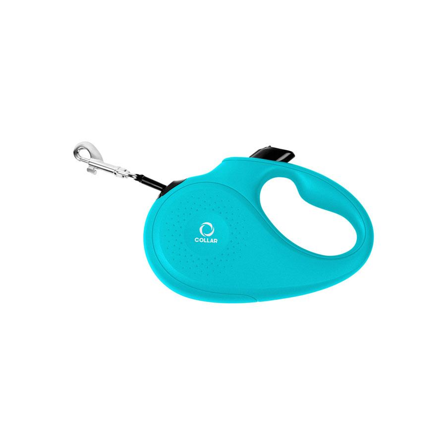 Повідець-рулетка CoLLaR для собак, розмір S, 15 кг, 5 м, світловідбивна стрічка, блакитний — фото 2