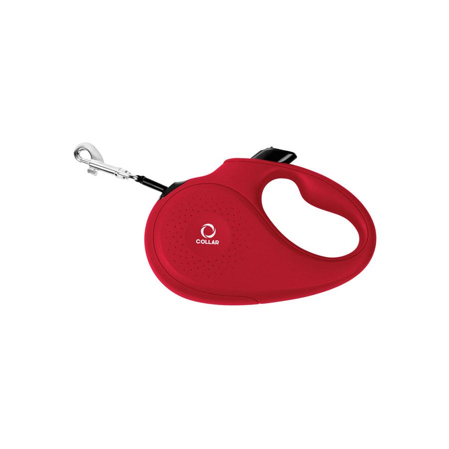 Повідець-рулетка CoLLaR для собак, розмір S, 15 кг, 5 м, світловідбивна стрічка, червоний — фото 2