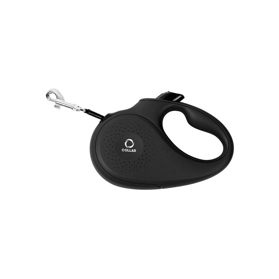 Повідець-рулетка CoLLaR для собак, розмір S, 15 кг, 5 м, світловідбивна стрічка, чорний — фото 2