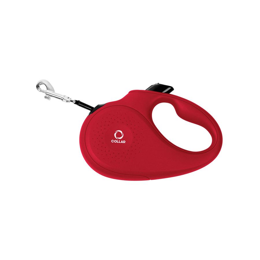Повідець-рулетка CoLLaR для собак, розмір M, 25 кг, 5 м, світловідбивна стрічка, червоний — фото 2