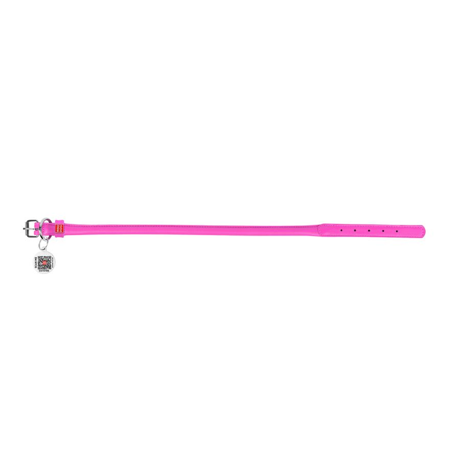 Нашийник для собак шкіряний WAUDOG Glamour з QR паспортом, круглий, Д 10 мм, Дов 33-41 см рожевий — фото 3