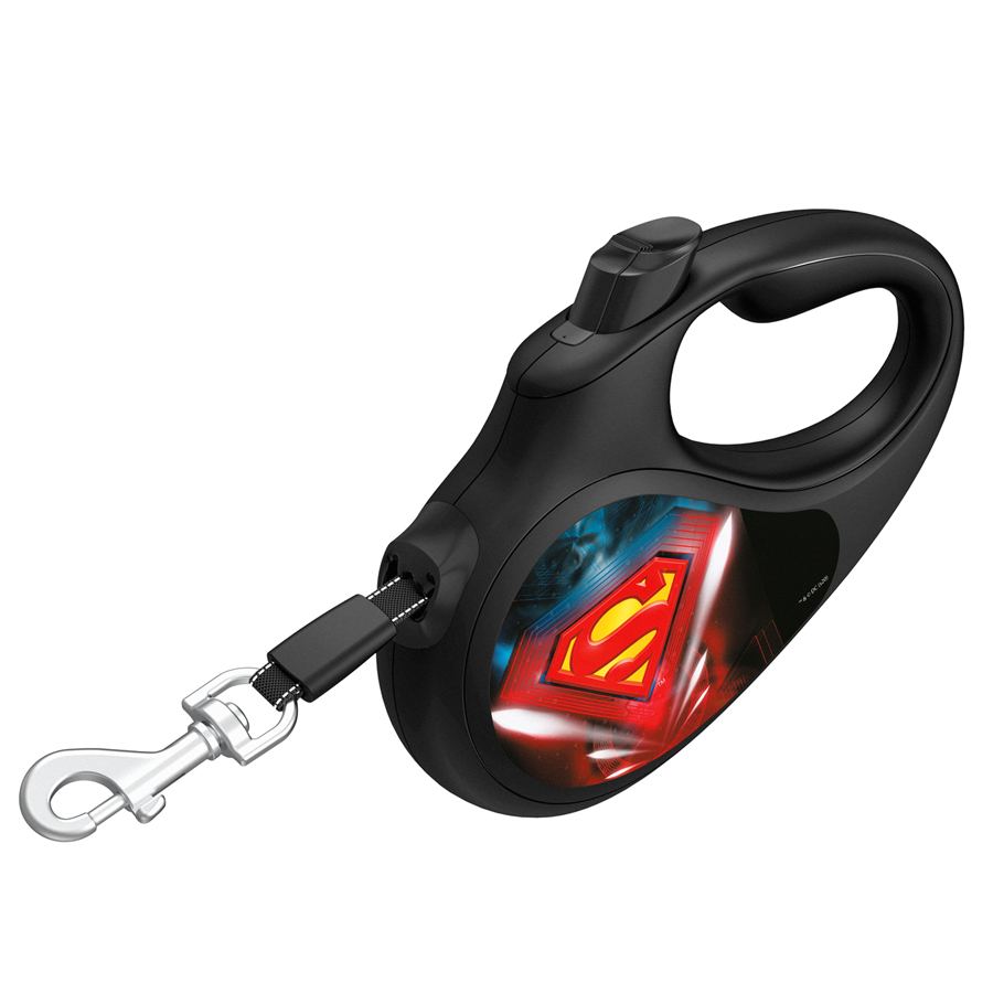 Повідець-рулетка для собак WAUDOG R-leash, малюнок "Супермен Лого", L, до 50 кг, 5 м, світловідбиваюча стрічка чорний — фото 3