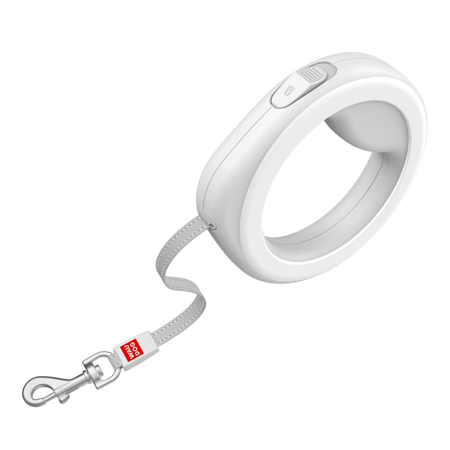 Повідець-рулетка для собак WAUDOG R-leash, кругла, XS-M, до 40 кг, 2,9 м, світловідбиваюча стрічка білий — фото 4