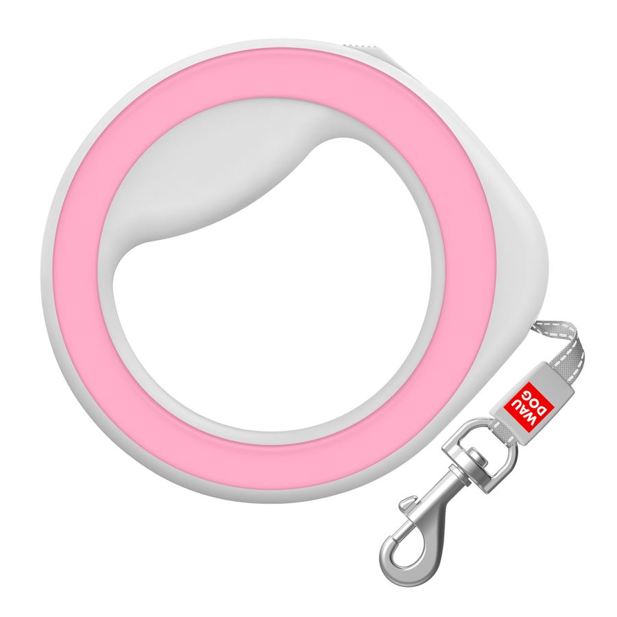 Повідець-рулетка для собак WAUDOG R-leash, кругла, XS-M, до 40 кг, 2,9 м, світловідбиваюча стрічка рожевий — фото 5