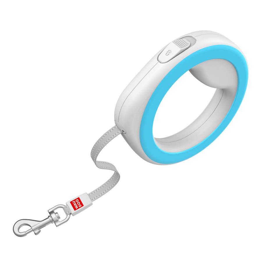 Повідець-рулетка для собак WAUDOG R-leash, кругла, XS-M, до 40 кг, 2,9 м, світловідбиваюча стрічка блакитний — фото 2