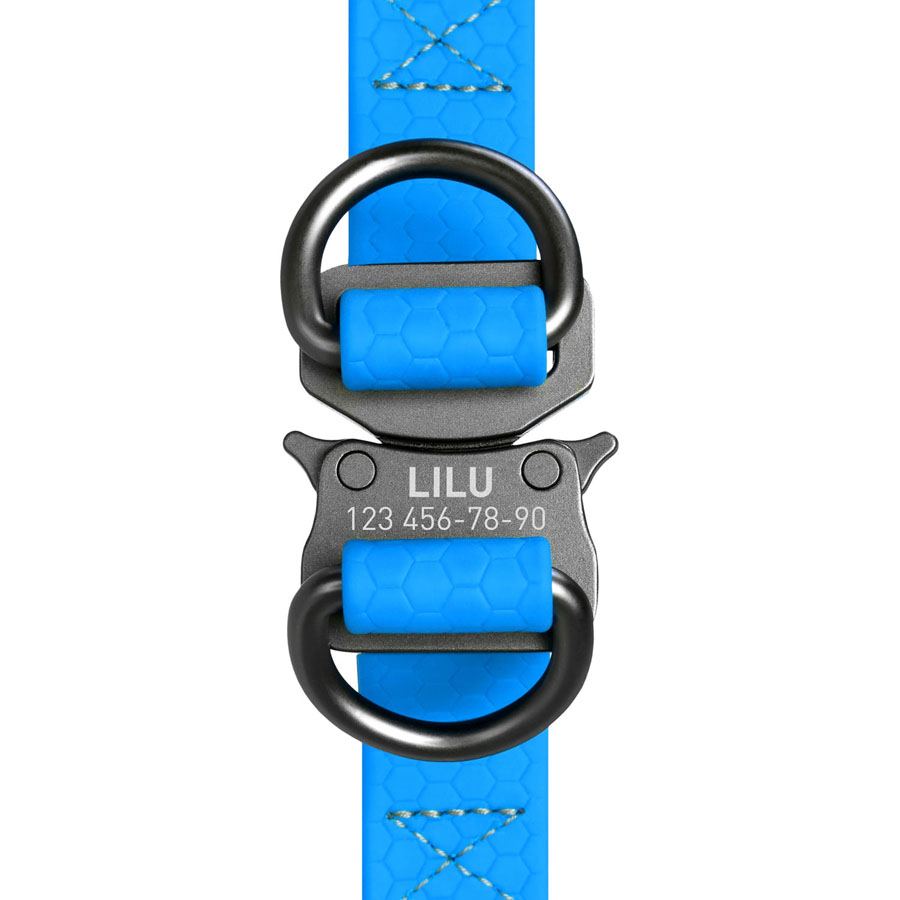 Шлея для собак водостійка WAUDOG Waterproof, c QR паспортом, металічна пряжка-фастекс, Ш 25 мм, Дов 60-90 см блакитний — фото 5