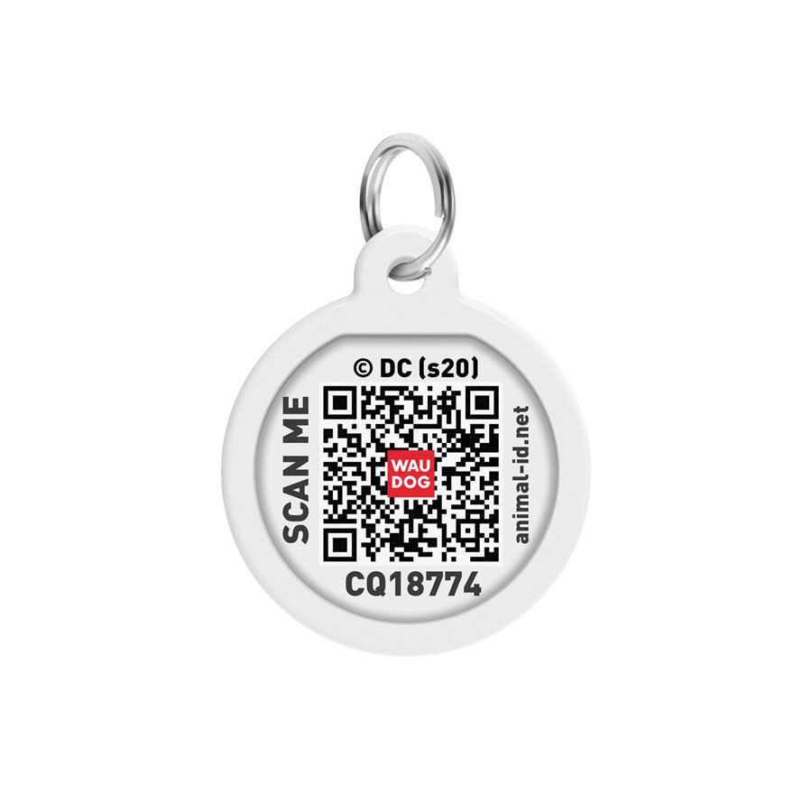Адресник для собак та котів металічний WAUDOG Smart ID з QR паспортом, малюнок "Харлі Квін", круг, Д 25 мм — фото 3