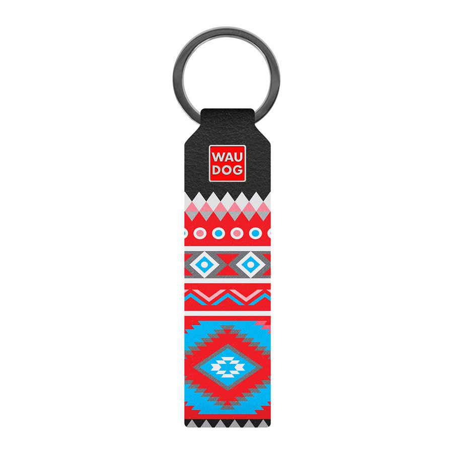 Брелок WAUDOG Design з малюнком "Етно", преміум шкіра (ширина 20 мм, довжина 95 мм) чорний