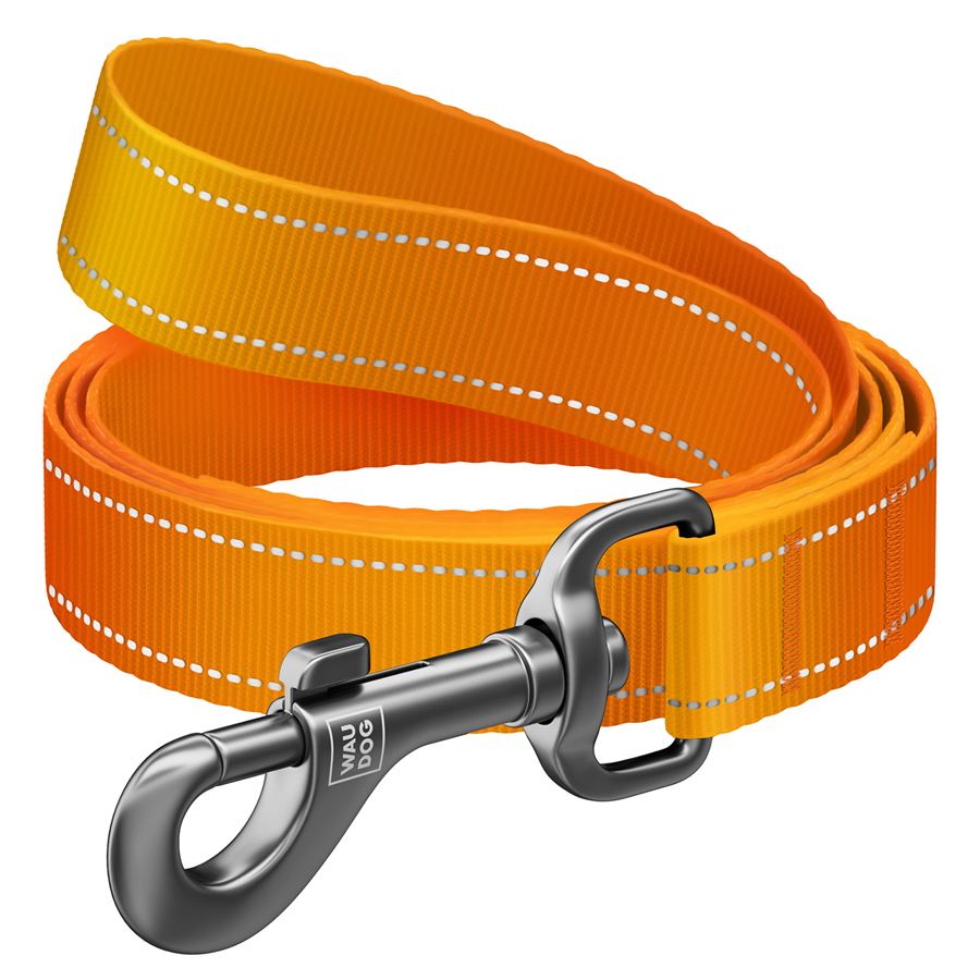 Повідець для собак нейлоновий WAUDOG Nylon Mono, світловідбивний, S, Ш 15 мм, Дов 122 см помаранчевий — фото 3